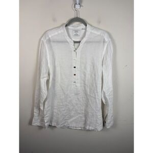 Murano Baird McNutt Irish Linen Popover Shirt Mens Large White Band Collar L/S